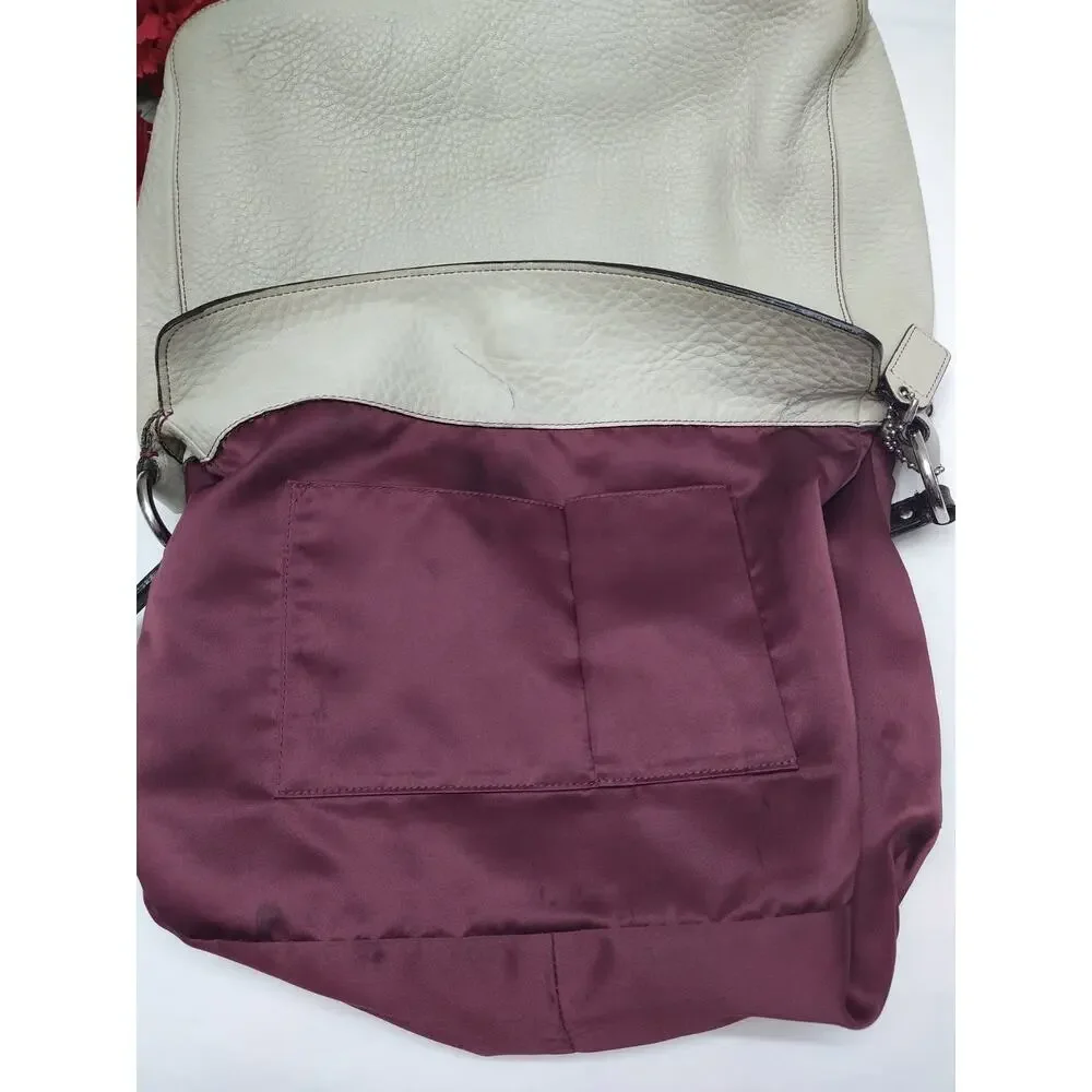 Coach Chelsea Ivory Pebbled Leather Turnlock Hobo Shoulder Bag